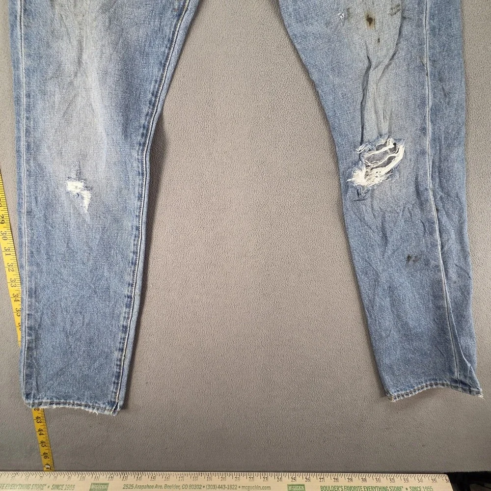 Levis 501 Jeans Mens Selvedge Blue Light Wash Slim Whiskers Thrashed‎ Fits 31x31